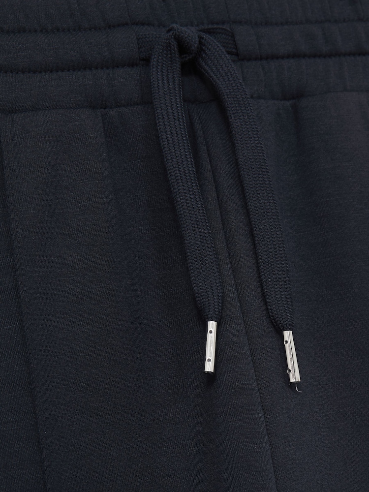 Reiss Navy Sophia Interlock-Jersey Pintuck Drawstring Joggers - Image 6 of 6