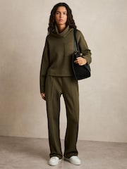 Reiss Khaki Iris Interlock-Jersey Funnel-Neck Sweatshirt - Image 3 of 6