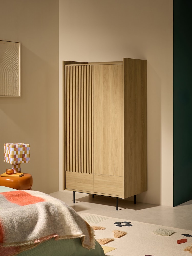 MADE.COM Oak Effect Blaze Double, 2 Drawers Wardrobe - Image 1 of 6