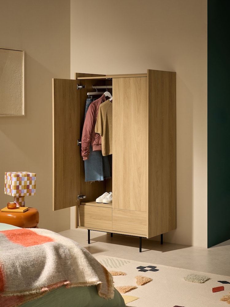 MADE.COM Oak Effect Blaze Double, 2 Drawers Wardrobe - Image 2 of 6