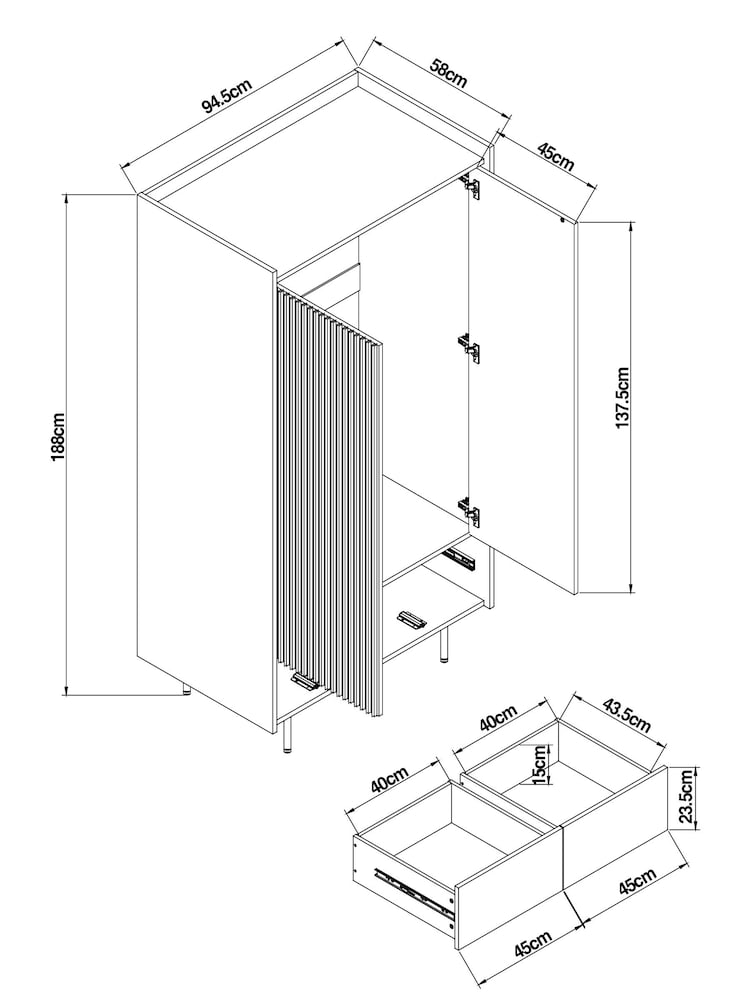 MADE.COM Oak Effect Blaze Double, 2 Drawers Wardrobe - Image 7 of 7