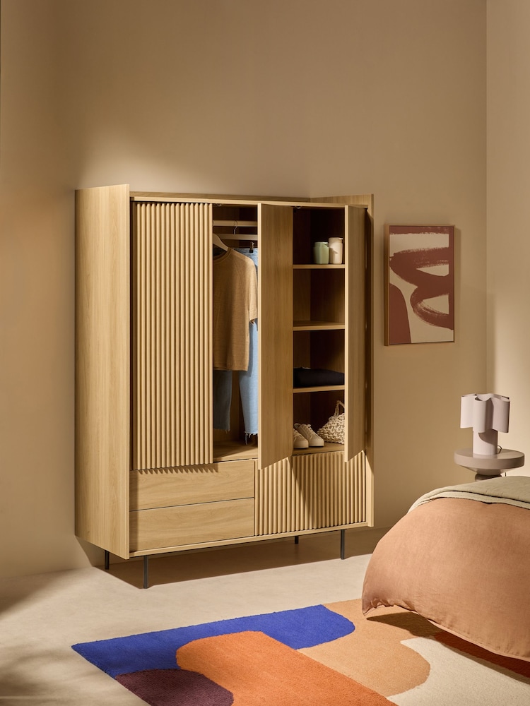 MADE.COM Oak Effect Blaze Triple, 3 drawers Wardrobe - Image 2 of 6
