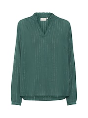 Kaffe Kaliv V-Notch Neck Pin Stripe Blouse - Image 4 of 5