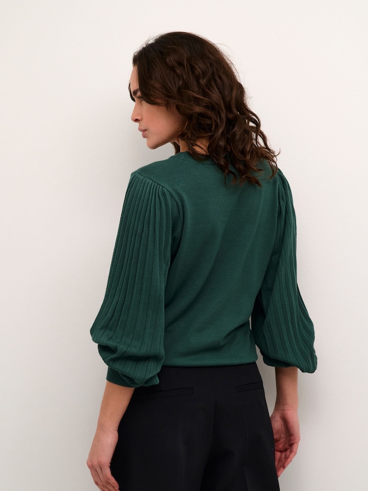 Kaffe Kalone Knit Pullover Jumper With Bishop Sleeves - Image 2 of 6