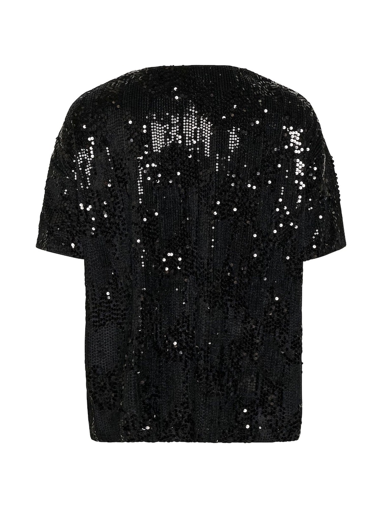 Kaffe The Kanicole Sequins V-Neck Black T-Shirt - Image 5 of 5