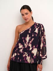 Kaffe Purple Kaaska One-Shoulder Long Sleeve Blouse - Image 1 of 1