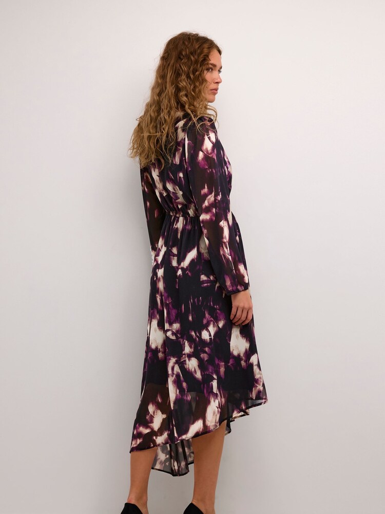 Kaffe Purple Kaaska Chiffon Long Sleeves V-Neck Dress - Image 2 of 5