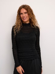 Kaffe Kabecca Mesh High Neck Black T-Shirt - Image 1 of 6