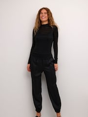 Kaffe Kabecca Mesh High Neck Black T-Shirt - Image 3 of 6