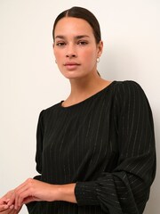 Kaffe Kaliv Round Neck Glitter Stripes Blouse - Image 4 of 6