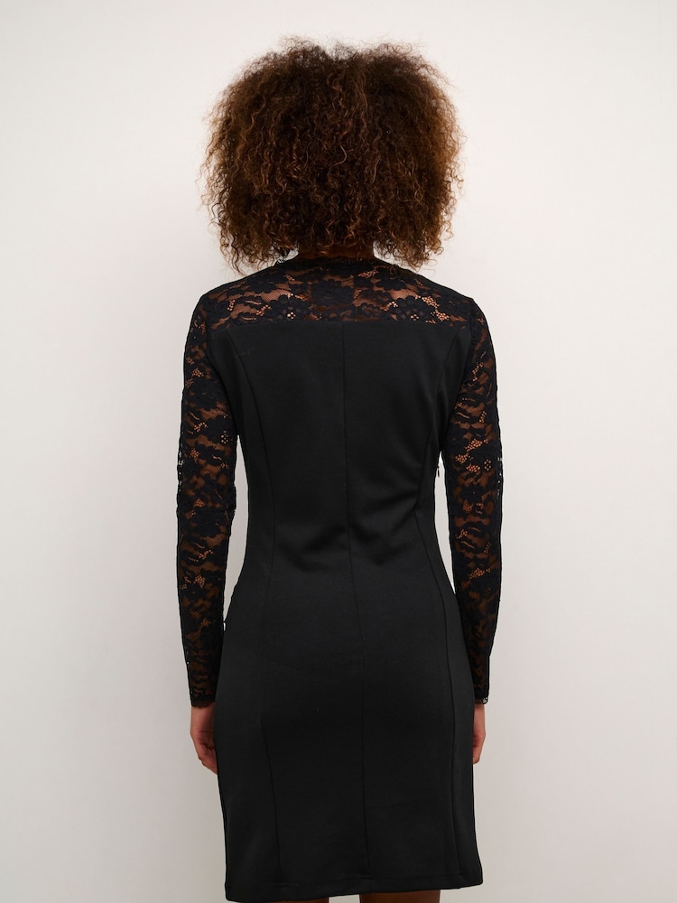 Kaffe Kalara Lace Long Sleeves Cocktail Black Dress - Image 2 of 6