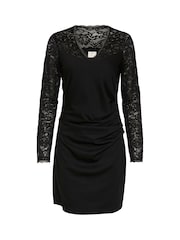Kaffe Kalara Lace Long Sleeves Cocktail Black Dress - Image 5 of 6