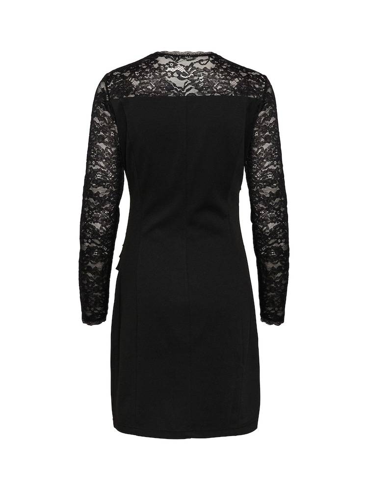 Kaffe Kalara Lace Long Sleeves Cocktail Black Dress - Image 6 of 6 Kaffe Kalara Lace Long Sleeves Cocktail Black Dress - Image 6 of 6