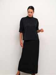 Kaffe Kaellie Mock Neck Half Sleeves Black T-Shirt - Image 3 of 6