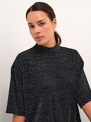 Kaffe Kaellie Mock Neck Half Sleeves Black T-Shirt - Image 4 of 6