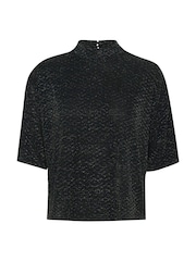 Kaffe Kaellie Mock Neck Half Sleeves Black T-Shirt - Image 5 of 6
