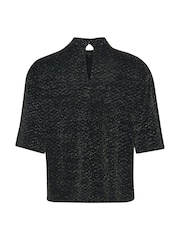 Kaffe Kaellie Mock Neck Half Sleeves Black T-Shirt - Image 6 of 6