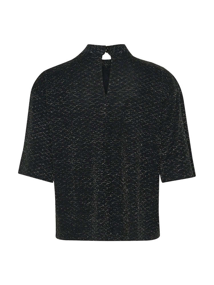 Kaffe Kaellie Mock Neck Half Sleeves Black T-Shirt - Image 6 of 6 Kaffe Kaellie Mock Neck Half Sleeves Black T-Shirt - Image 6 of 6
