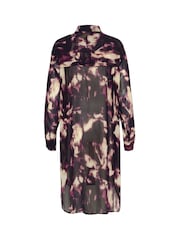 Kaffe Kaaska Sheer Long Sleeve Shirt Dress - Image 6 of 6