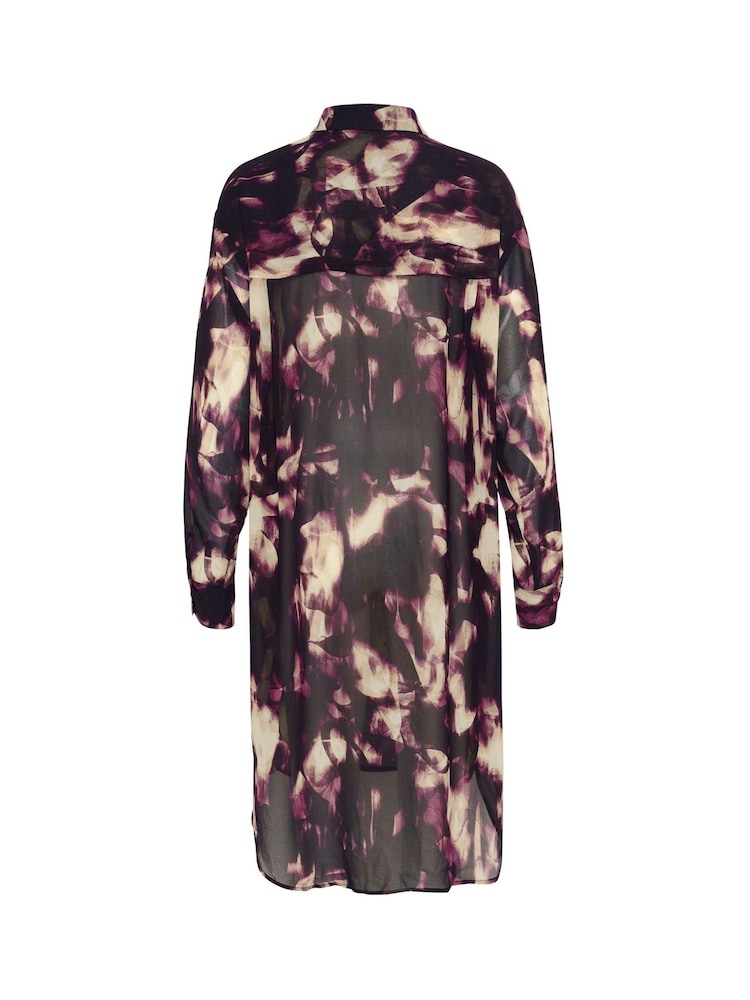 Kaffe Kaaska Sheer Long Sleeve Shirt Dress - Image 6 of 6