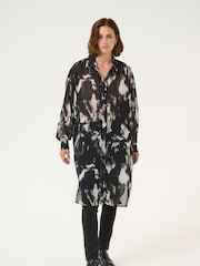 Kaffe Kaaska Sheer Long Sleeve Shirt Dress - Image 1 of 4