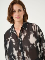 Kaffe Kaaska Sheer Long Sleeve Shirt Dress - Image 2 of 4