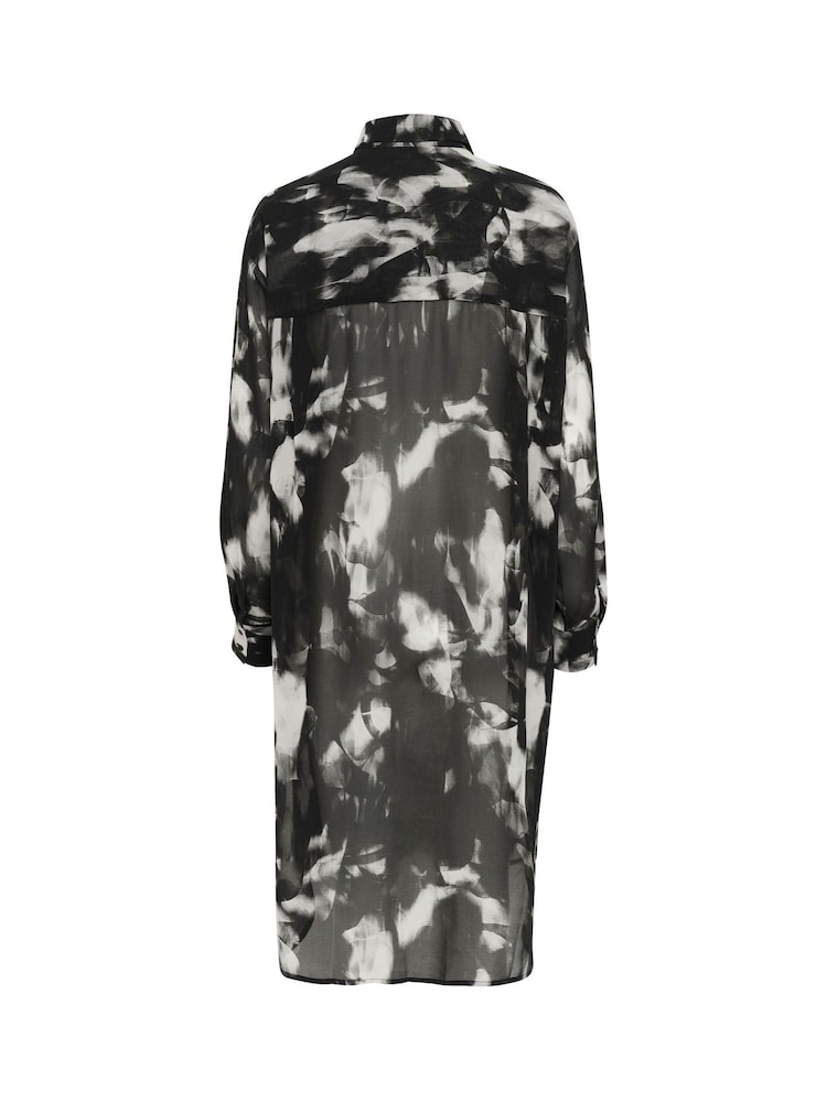 Kaffe Kaaska Sheer Long Sleeve Shirt Dress - Image 4 of 4