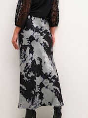 Kaffe Kaasky Satin Elastic Waist Black Skirt - Image 3 of 6