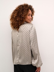 Kaffe Grey Kadonna Bow Neck Casual Fit Blouse - Image 2 of 6