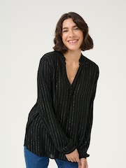 Kaffe Kaliv V-Notch Neck Pin Stripe Blouse - Image 2 of 5