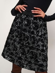 Kaffe Kagrit Sequins Above Knee Length Black Skirt - Image 4 of 6