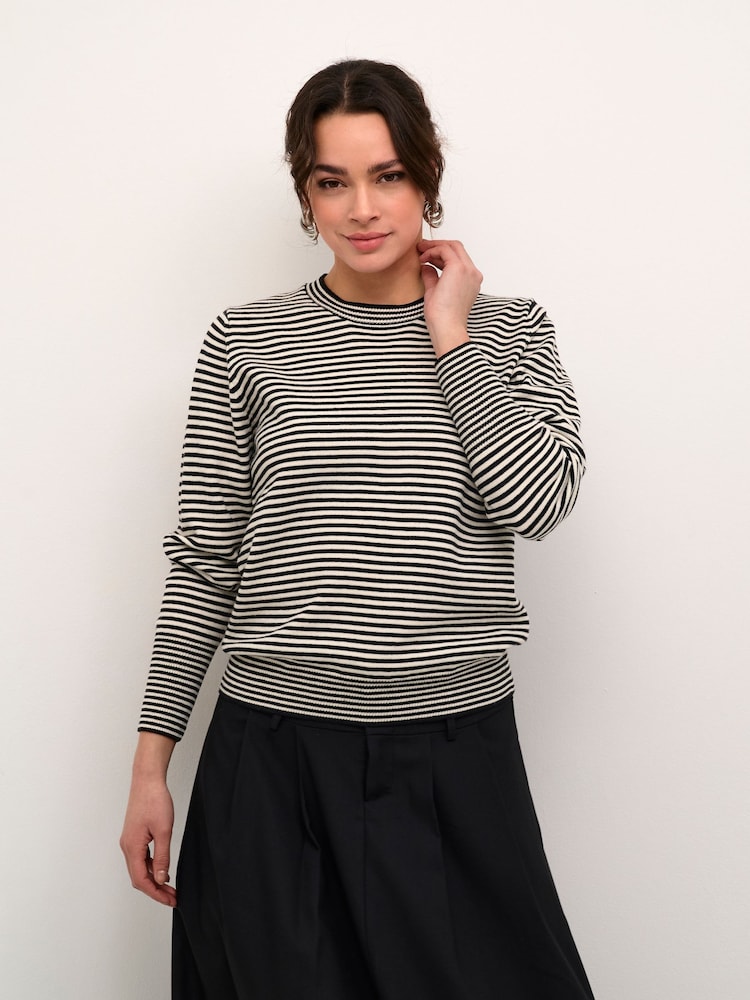 Kaffe Kanala Round Neck Tight Knit Pullover Jumper - Image 1 of 6