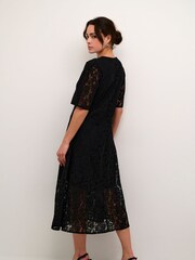 Kaffe Kanomi Lace V-Neck Midi Black Dress - Image 2 of 5