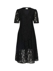 Kaffe Kanomi Lace V-Neck Midi Black Dress - Image 4 of 5