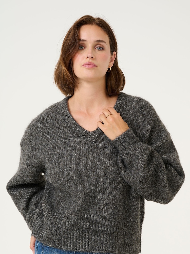 Kaffe Katrina V-Neck Casual Fit Pullover Jumper - Image 1 of 3