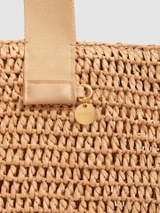 Reiss Tan Emeryson Crochet Raffia Tote Bag - Image 4 of 5