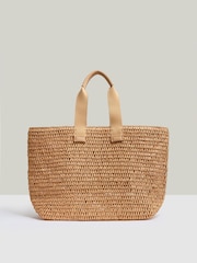 Reiss Tan Emeryson Crochet Raffia Tote Bag - Image 5 of 5