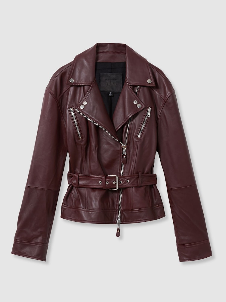 Paige Leather Belted Moto Jacket - Image 2 of 5
