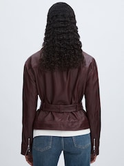 Paige Leather Belted Moto Jacket - Image 3 of 5
