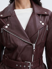Paige Leather Belted Moto Jacket - Image 4 of 5