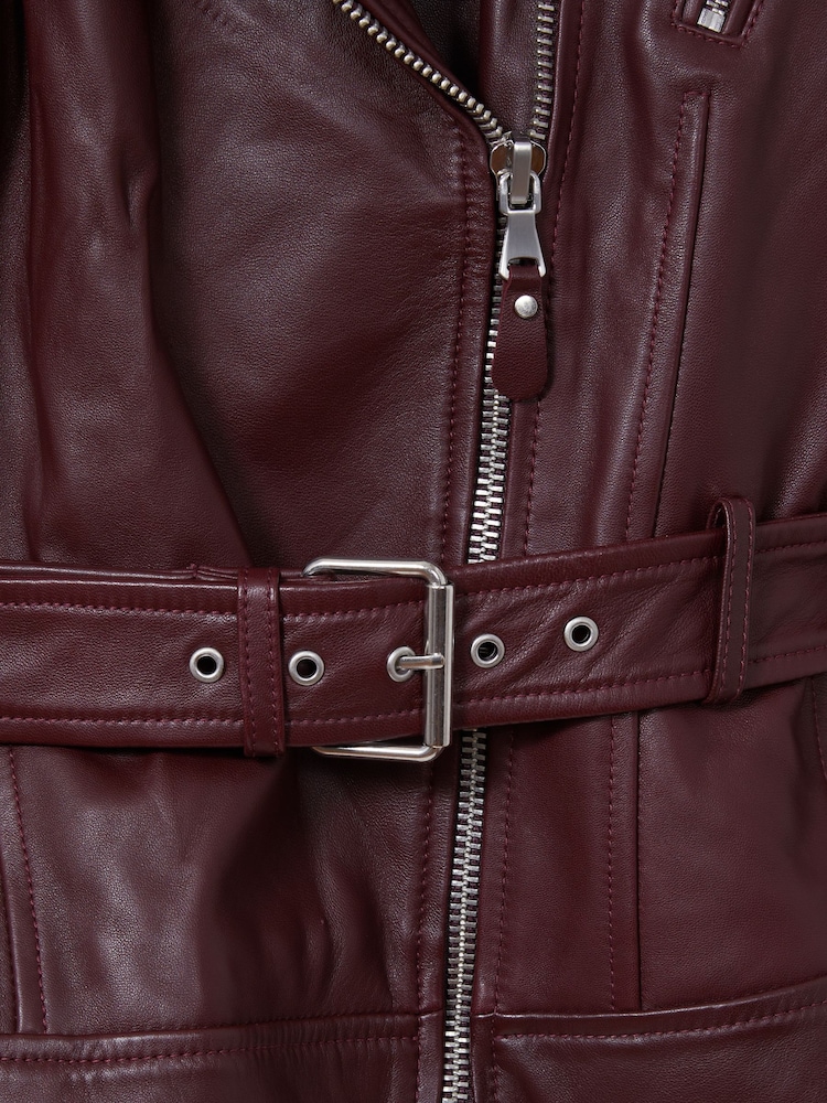 Paige Leather Belted Moto Jacket - Image 5 of 5