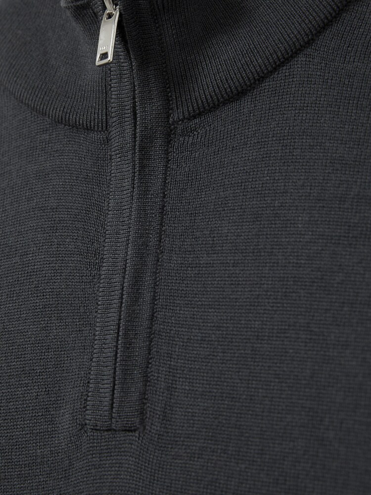 Mustattu Sininen - Reiss Blackhall Merinovilla Quarter Zip Neulepusero - Kuva 4 / 4