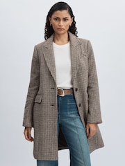 Paige Single Breasted Houndstooth Check Coat - Image 1 of 6