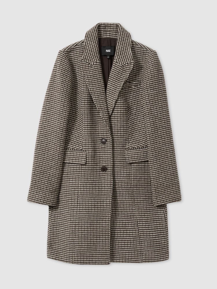 Paige Single Breasted Houndstooth Check Coat - Image 2 of 6