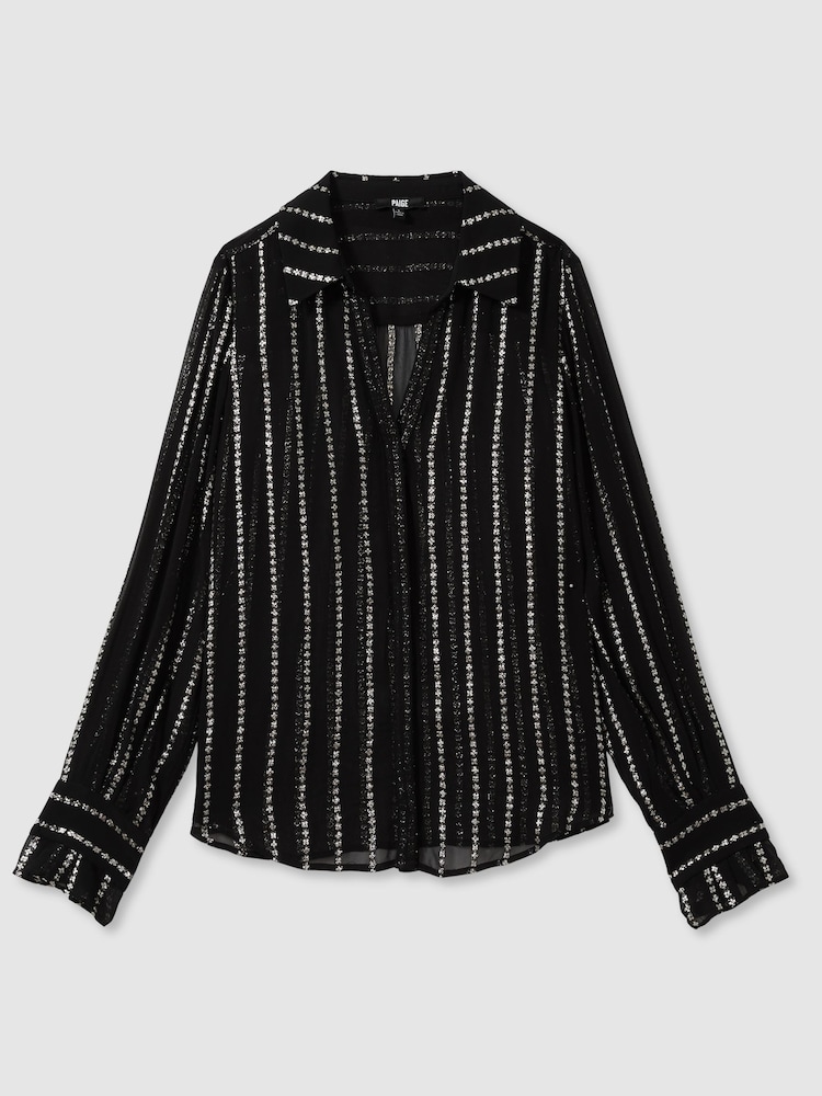 Paige Sheer Floral-Stripe Blouse - Image 2 of 6