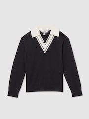 Azul marino - Reiss Neena Wool Collared Cricket Jumper - Imagen 2 de 4