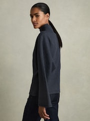 Reiss Navy Cora Cotton-Blend High-Neck Top - Image 5 of 6