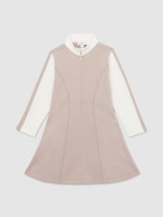 Reiss Ecru Kelly 4-9 yrs Jersey Contrast-Stitch Flared Dress - Image 2 of 4
