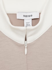 Reiss Ecru Kelly 4-9 yrs Jersey Contrast-Stitch Flared Dress - Image 4 of 4