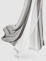 Reiss Grey/White Audrey Linen-Blend Printed Scarf - Image 4 of 4